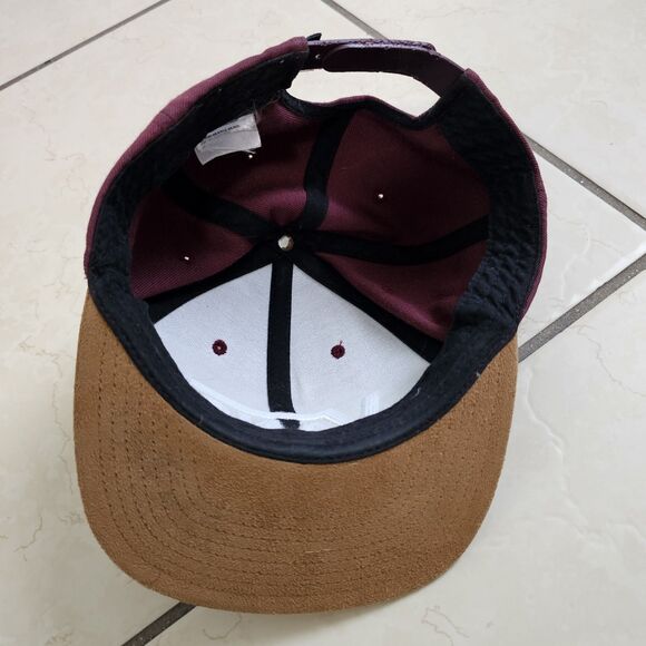 VANS Baseball Cap Suede Bill Brown And Maroon Snapback Adjustable Logo Text - Picture 7 of 8